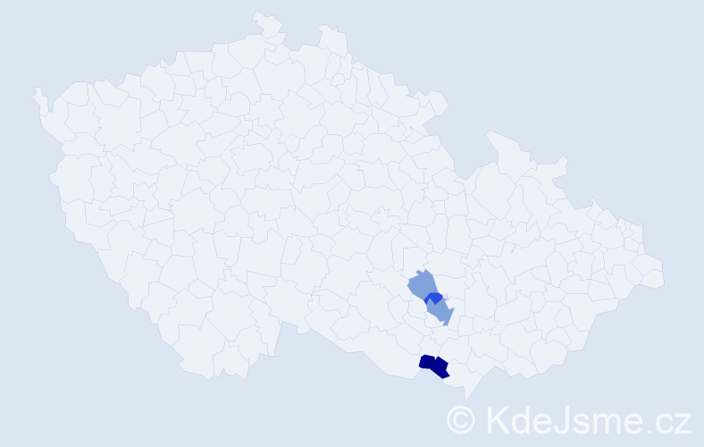 Příjmení: 'Bešter', počet výskytů 17 v celé ČR
