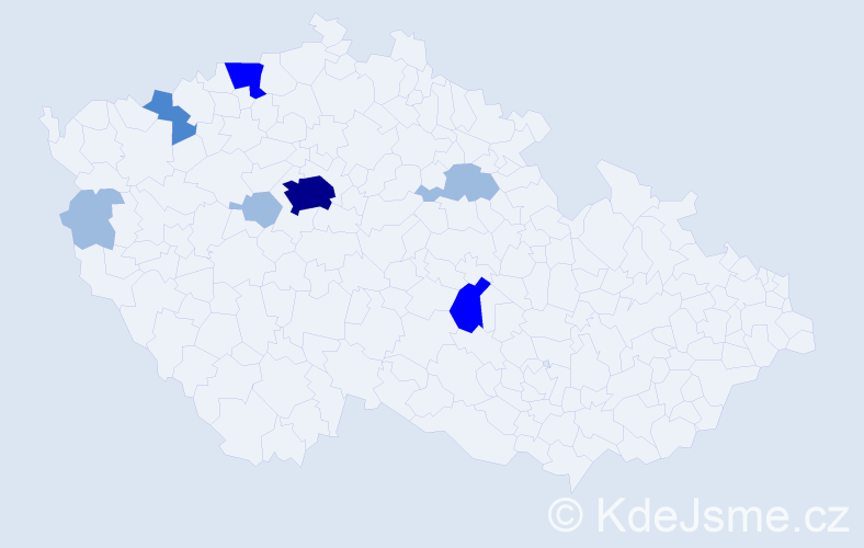 Příjmení: 'Bergnerová', počet výskytů 15 v celé ČR