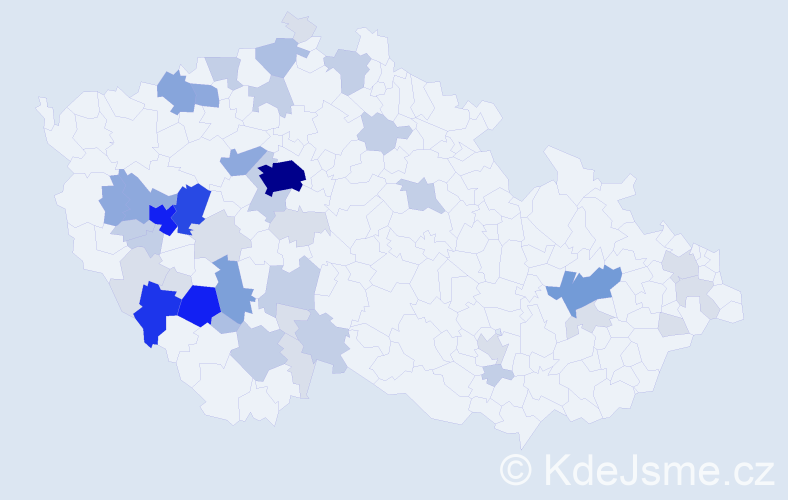 Příjmení: 'Janout', počet výskytů 159 v celé ČR
