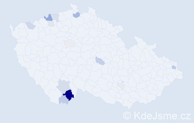 Příjmení: 'Heidingerová', počet výskytů 34 v celé ČR
