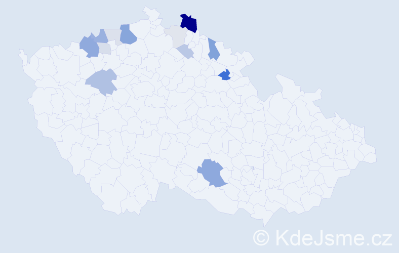 Příjmení: 'Huňáková', počet výskytů 34 v celé ČR