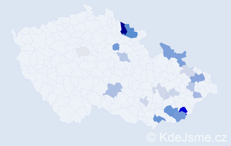 Příjmení: 'Drgáčová', počet výskytů 54 v celé ČR