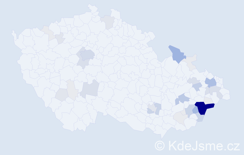 Příjmení: 'Daňa', počet výskytů 157 v celé ČR