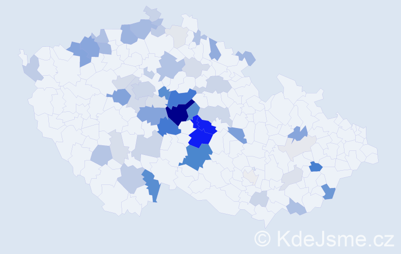 Příjmení: 'Pešout', počet výskytů 189 v celé ČR