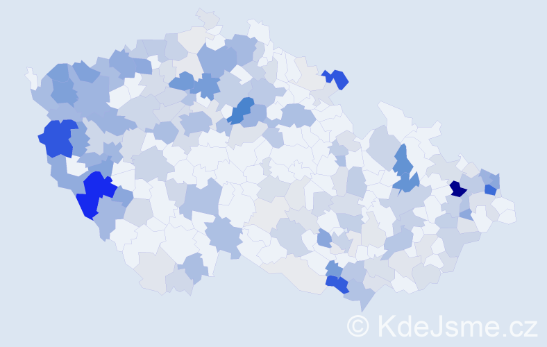 Příjmení: 'Kovács', počet výskytů 629 v celé ČR