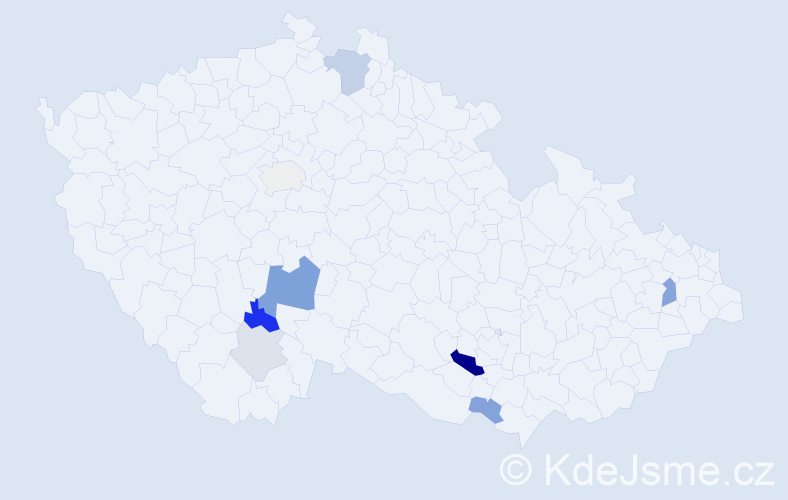 Příjmení: 'Komarovová', počet výskytů 18 v celé ČR