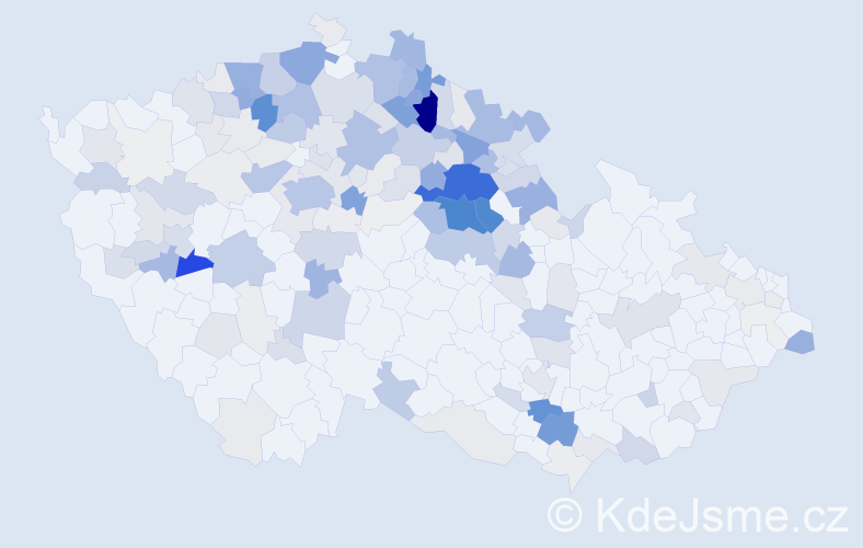 Příjmení: 'Bažant', počet výskytů 828 v celé ČR