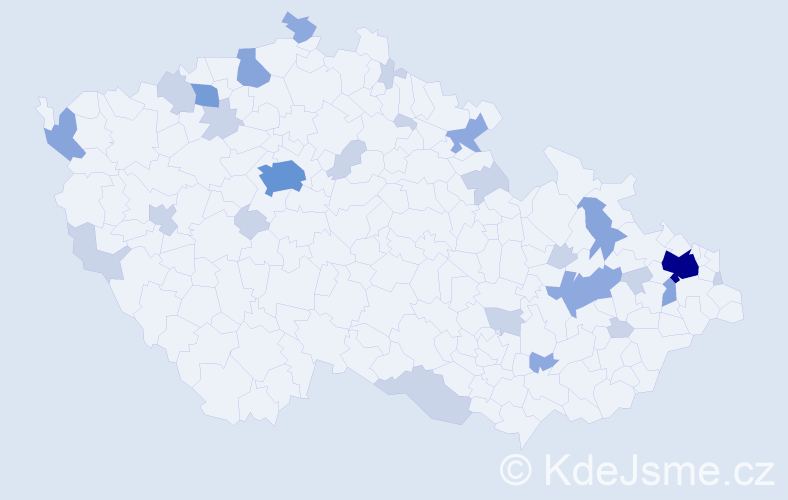 Příjmení: 'Dangová', počet výskytů 57 v celé ČR