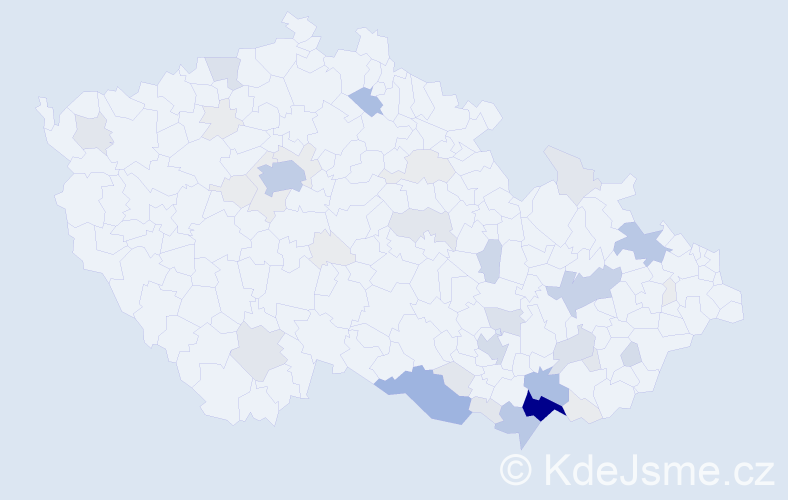 Příjmení: 'Ištvánek', počet výskytů 177 v celé ČR