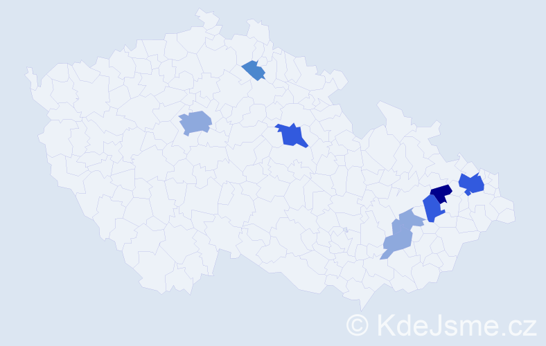 Příjmení: 'Fekarová', počet výskytů 19 v celé ČR