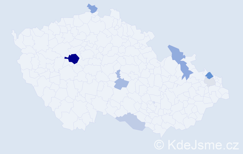 Příjmení: 'Bíllá', počet výskytů 15 v celé ČR