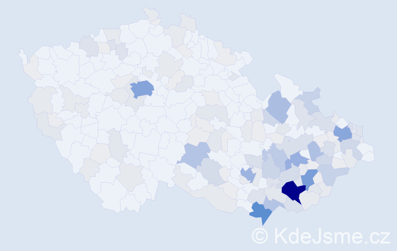 Příjmení: 'Bartošík', počet výskytů 565 v celé ČR