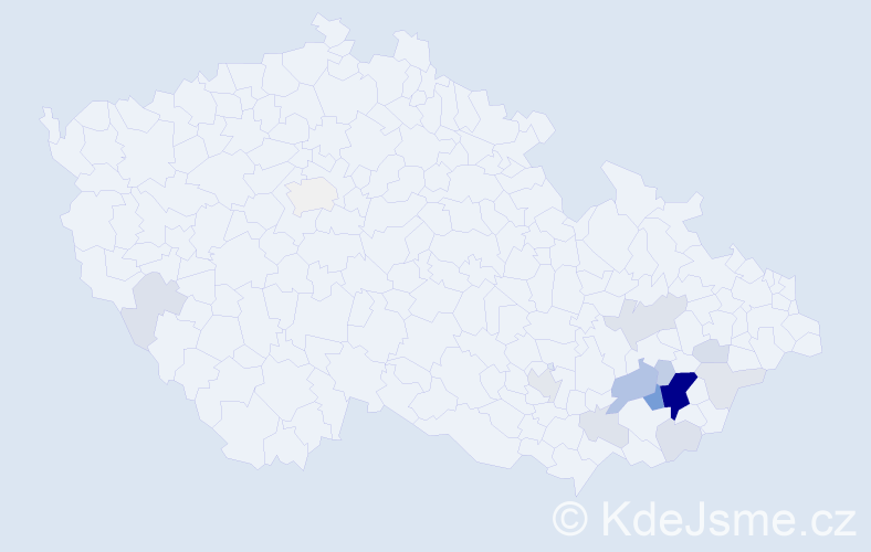 Příjmení: 'Trčala', počet výskytů 59 v celé ČR