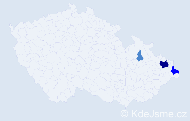 Příjmení: 'Kolonderová', počet výskytů 8 v celé ČR