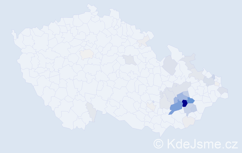 Příjmení: 'Nevřala', počet výskytů 145 v celé ČR