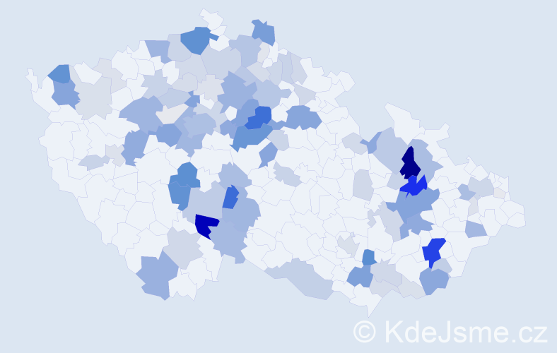 Příjmení: 'Záhora', počet výskytů 394 v celé ČR