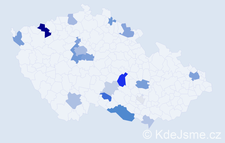 Příjmení: 'Třečková', počet výskytů 57 v celé ČR