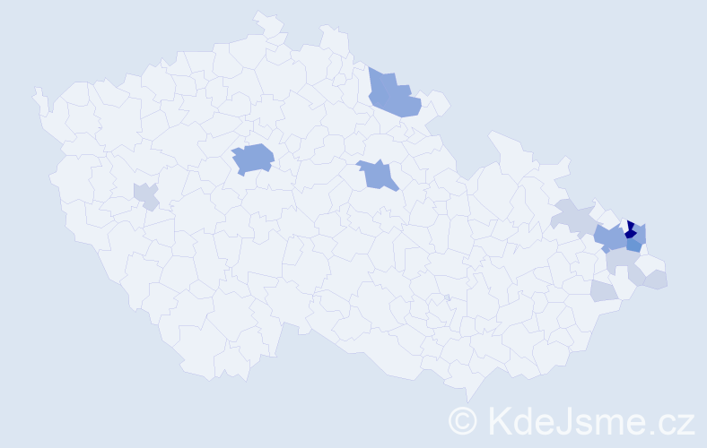 Příjmení: 'Kondělková', počet výskytů 38 v celé ČR