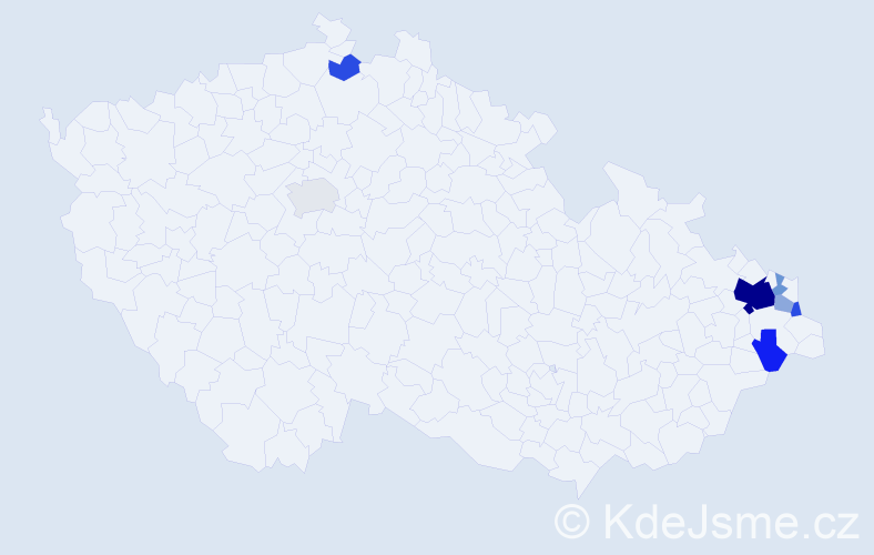 Příjmení: 'Jamka', počet výskytů 18 v celé ČR