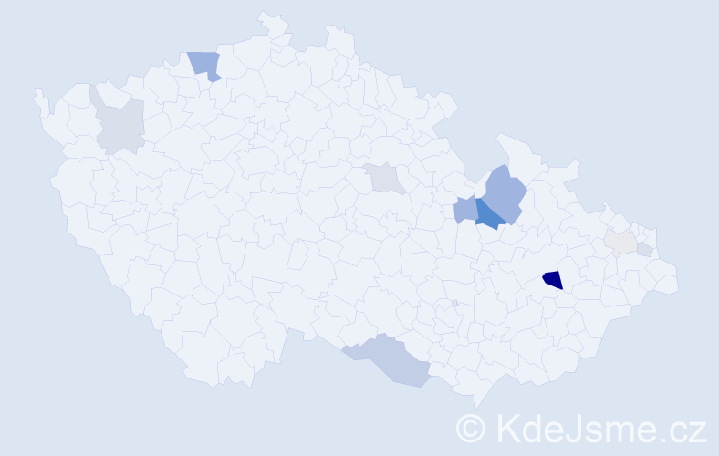 Příjmení: 'Koppa', počet výskytů 22 v celé ČR