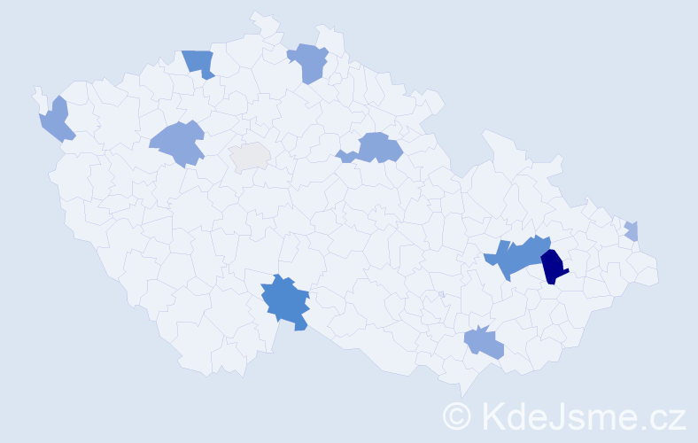 Příjmení: 'Hornik', počet výskytů 21 v celé ČR
