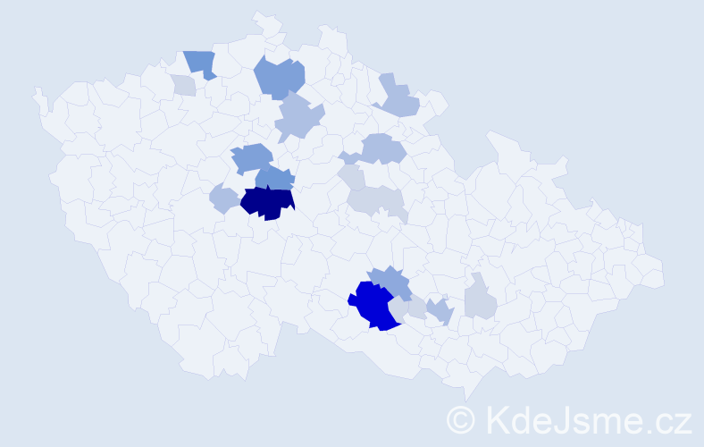 Příjmení: 'Mrha', počet výskytů 65 v celé ČR