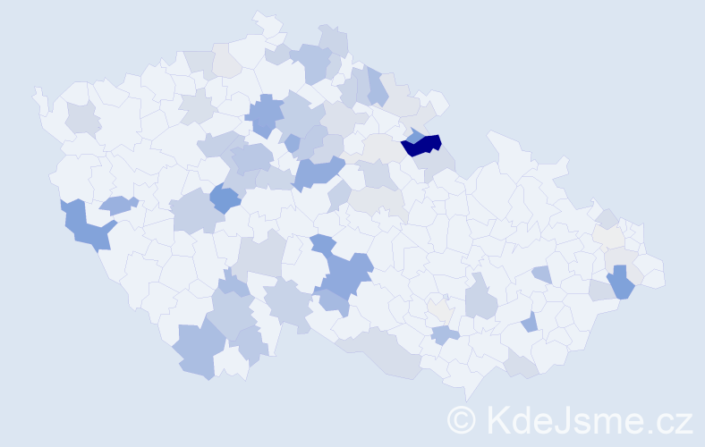 Příjmení: 'Skočdopolová', počet výskytů 170 v celé ČR