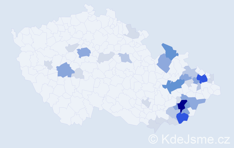 Příjmení: 'Hefková', počet výskytů 113 v celé ČR