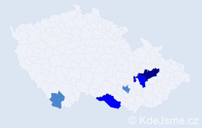 Příjmení: 'Ignácek', počet výskytů 9 v celé ČR