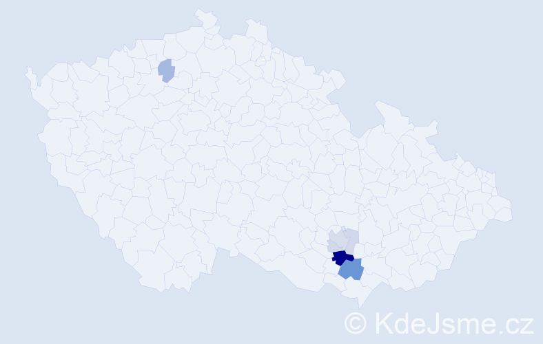Příjmení: 'Vudková', počet výskytů 15 v celé ČR