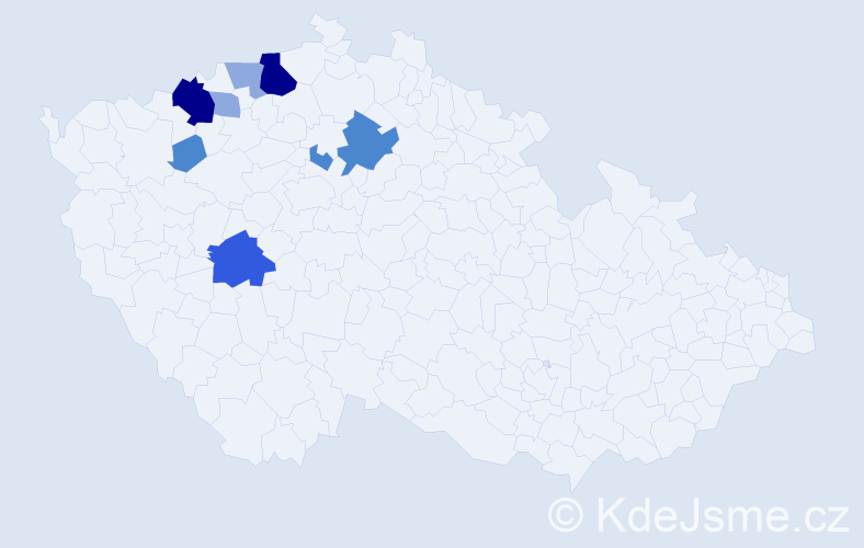 Příjmení: 'Gadžová', počet výskytů 21 v celé ČR