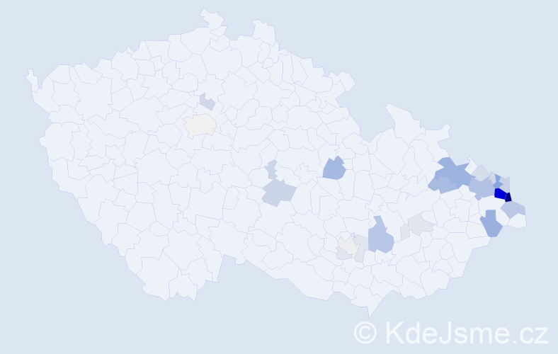 Příjmení: 'Siwek', počet výskytů 95 v celé ČR