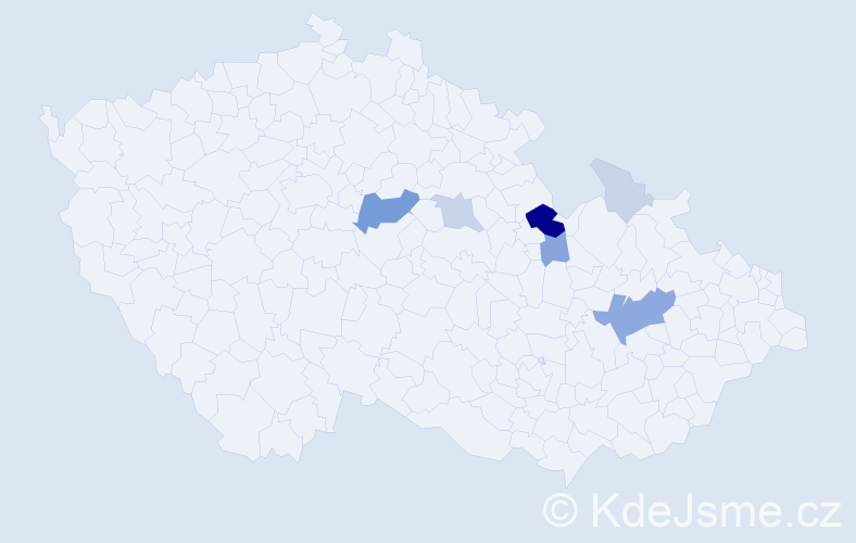 Příjmení: 'Pouk', počet výskytů 24 v celé ČR