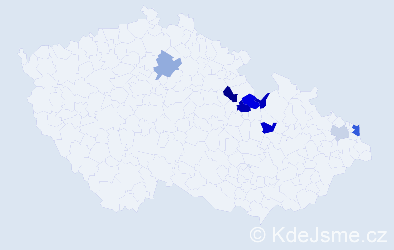 Příjmení: 'Cerula', počet výskytů 21 v celé ČR
