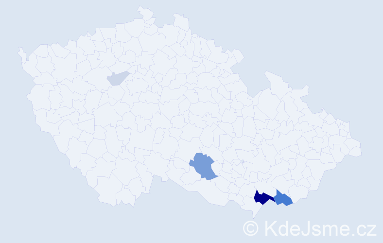 Příjmení: 'Pukanec', počet výskytů 16 v celé ČR