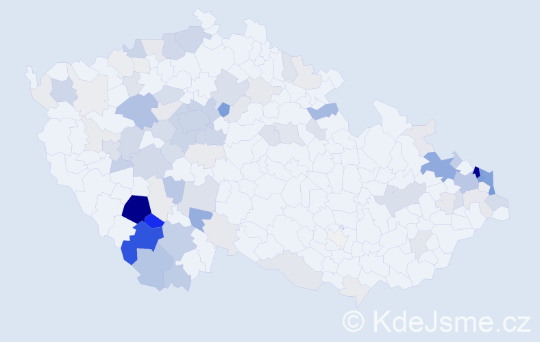 Příjmení: 'Sosna', počet výskytů 373 v celé ČR