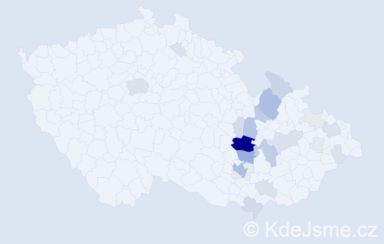 Příjmení: 'Vondál', počet výskytů 115 v celé ČR