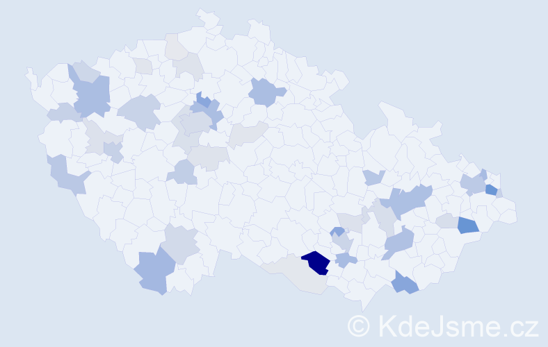Příjmení: 'Šimša', počet výskytů 135 v celé ČR