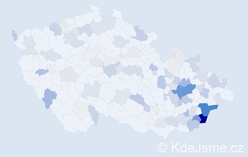 Příjmení: 'Janošík', počet výskytů 299 v celé ČR