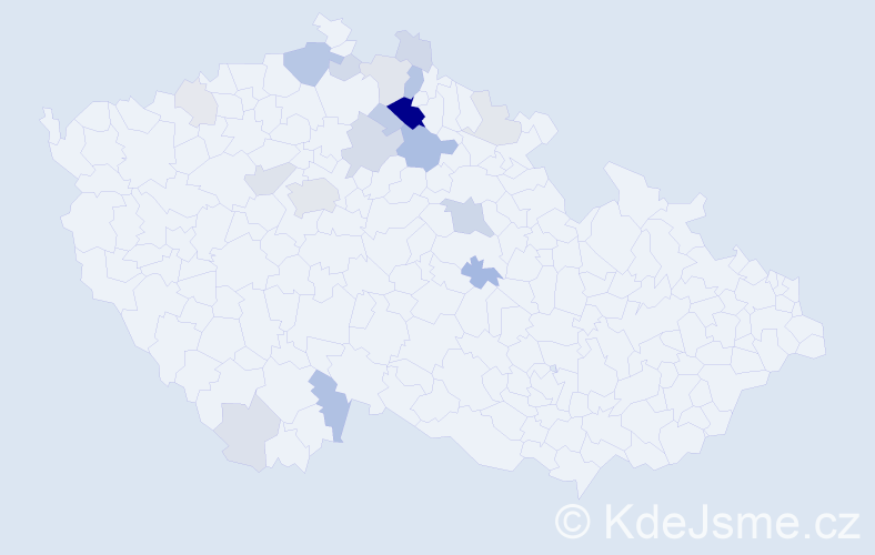 Příjmení: 'Rakouš', počet výskytů 64 v celé ČR