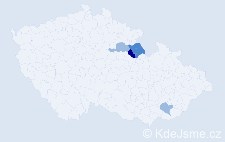 Příjmení: 'Touc', počet výskytů 10 v celé ČR