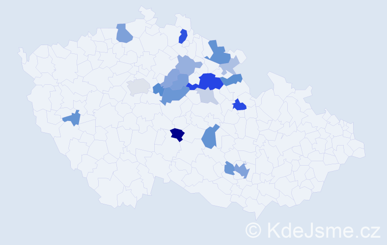 Příjmení: 'Kobližek', počet výskytů 46 v celé ČR