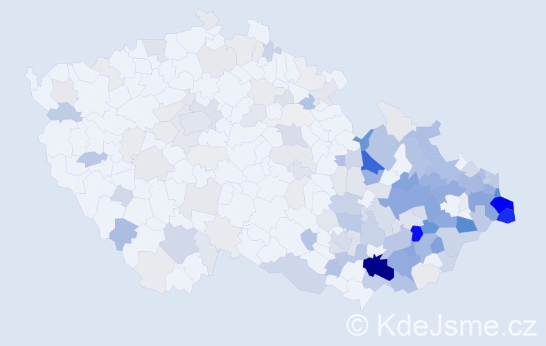 Příjmení: 'Klimek', počet výskytů 688 v celé ČR