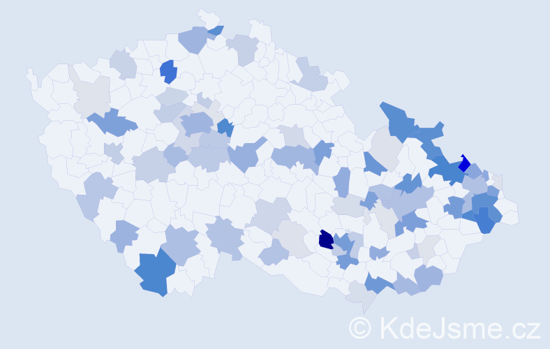 Příjmení: 'Kocian', počet výskytů 273 v celé ČR