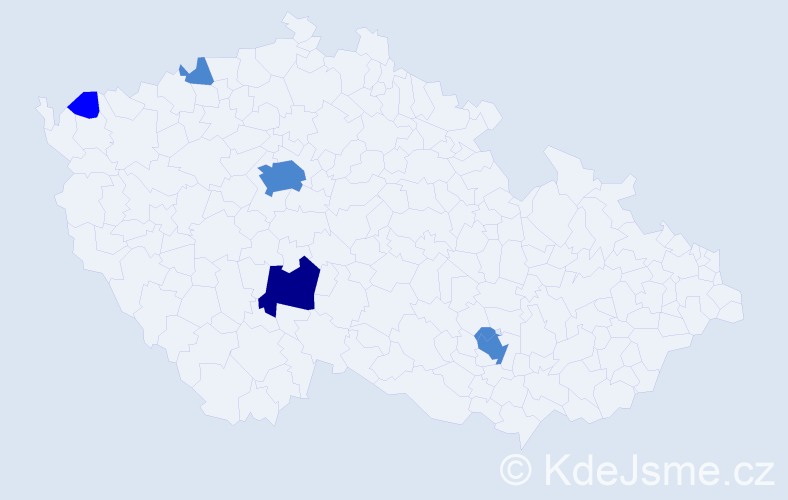 Příjmení: 'Kajdová', počet výskytů 9 v celé ČR