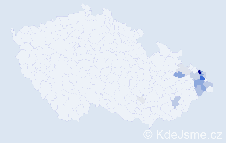 Příjmení: 'Bijok', počet výskytů 53 v celé ČR
