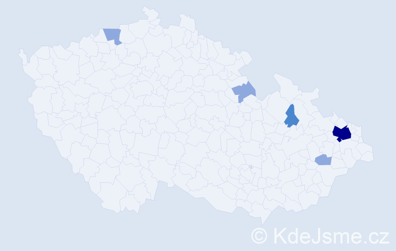 Příjmení: 'Kawa', počet výskytů 10 v celé ČR