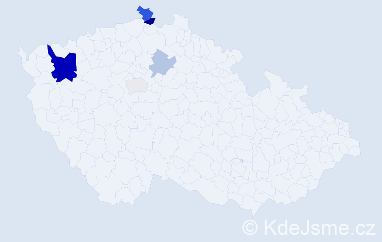 Příjmení: 'Grondzárová', počet výskytů 13 v celé ČR