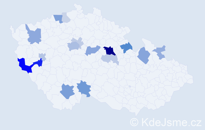 Příjmení: 'Pitterová', počet výskytů 53 v celé ČR