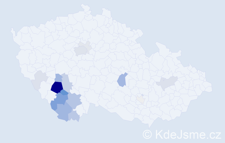 Příjmení: 'Frčka', počet výskytů 58 v celé ČR